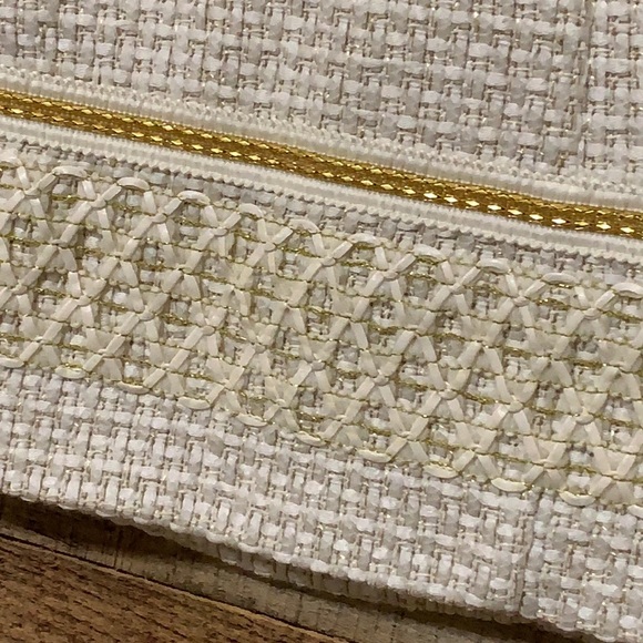 CHICOS Tweed Textured Embellished Trim Tunic Length Jacket Size 2 Large - Picture 9 of 11